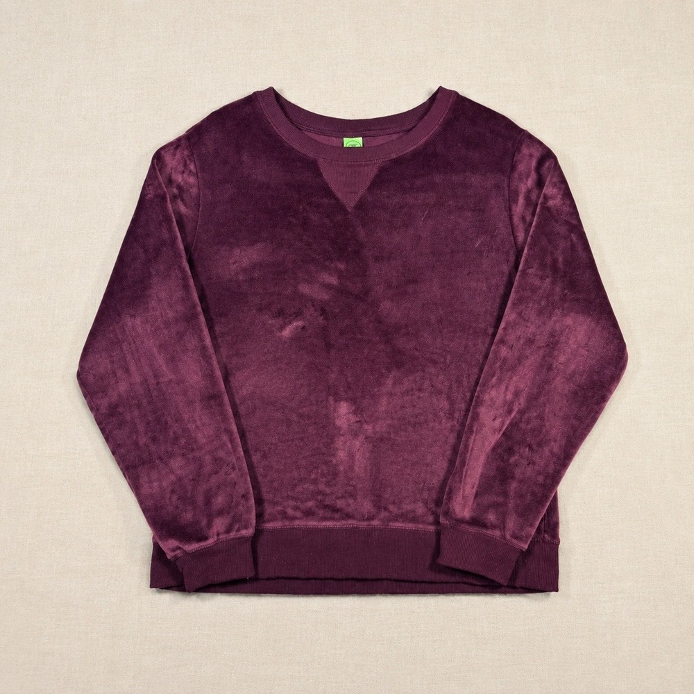 Honeydew Intimates Velvet Velour Sweatshirt Wmns L Plum Purple LS Crewneck - Picture 9 of 9